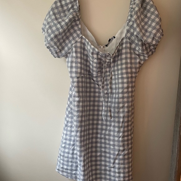 Lulus Love Sweetly Grey Gingham Puff Sleeve Mini Dress size XL NWT - Picture 5 of 8